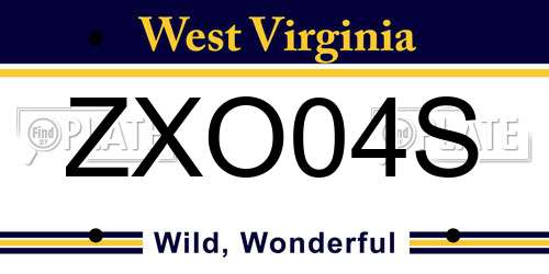 ZXO04S West Virginia License Plate