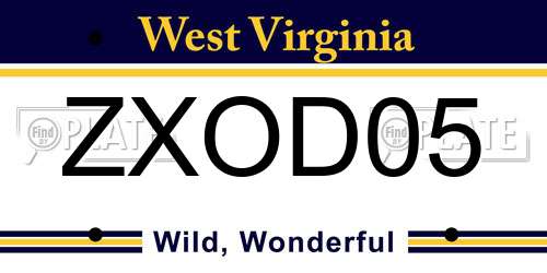 ZXOD05 West Virginia License Plate
