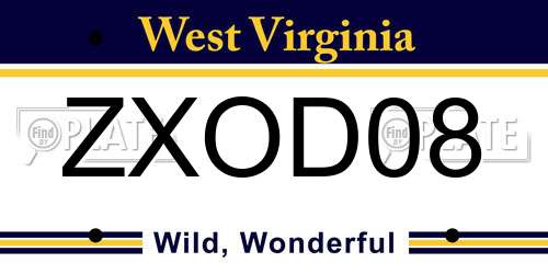 ZXOD08 West Virginia License Plate