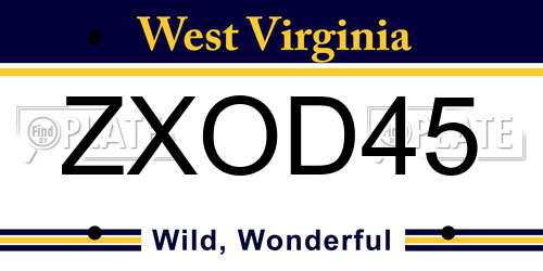 ZXOD45 West Virginia License Plate