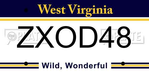 ZXOD48 West Virginia License Plate