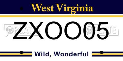ZXOO05 West Virginia License Plate