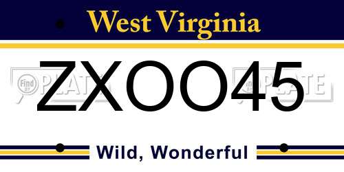 ZXOO45 West Virginia License Plate