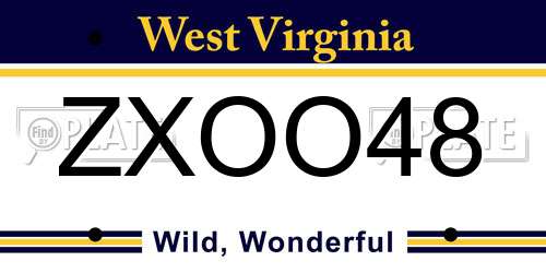 ZXOO48 West Virginia License Plate