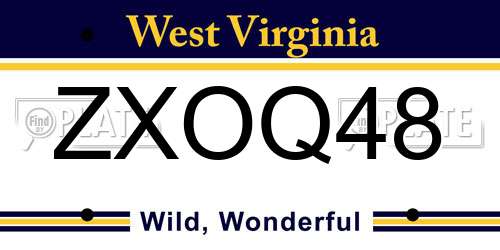 ZXOQ48 West Virginia License Plate