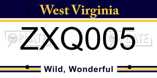 ZXQ005 West Virginia License Plate