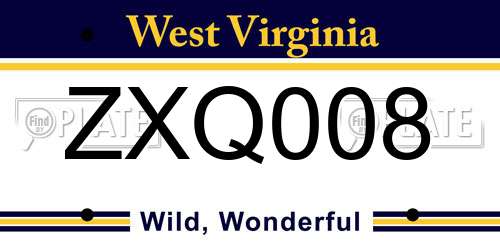 ZXQ008 West Virginia License Plate