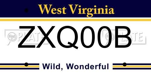 ZXQ00B West Virginia License Plate