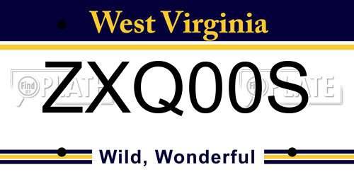 ZXQ00S West Virginia License Plate