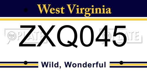 ZXQ045 West Virginia License Plate