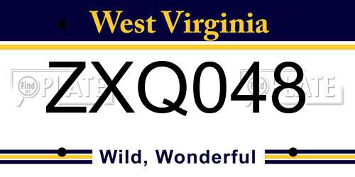 ZXQ048 West Virginia License Plate