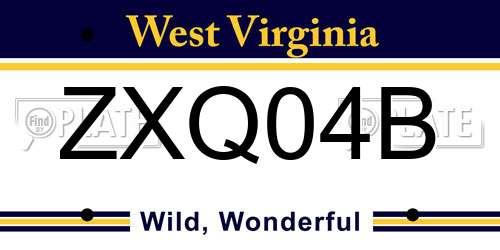 ZXQ04B West Virginia License Plate