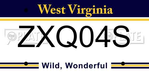 ZXQ04S West Virginia License Plate