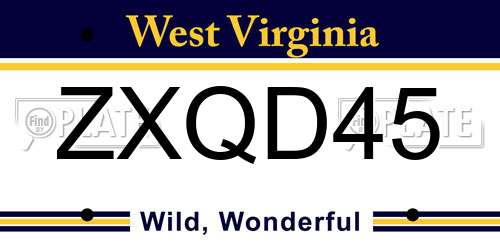 ZXQD45 West Virginia License Plate