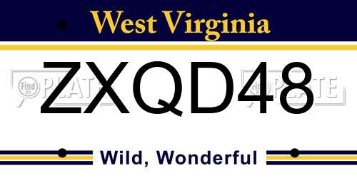 ZXQD48 West Virginia License Plate