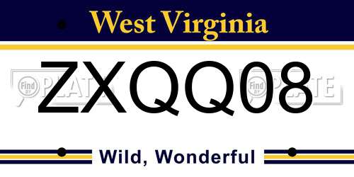 ZXQQ08 West Virginia License Plate