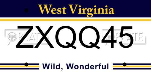 ZXQQ45 West Virginia License Plate
