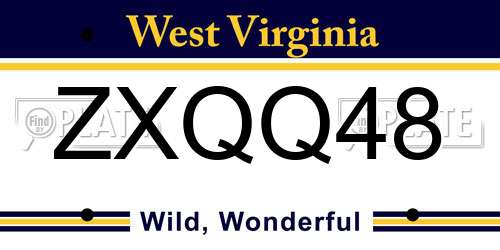 ZXQQ48 West Virginia License Plate