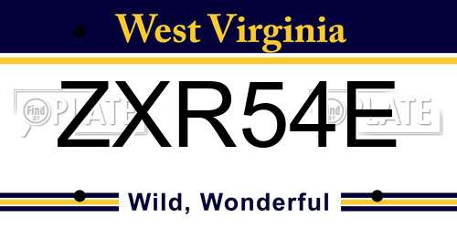 ZXR54E West Virginia License Plate