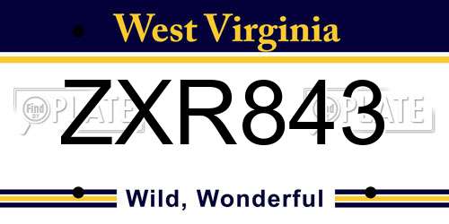 ZXR843 West Virginia License Plate