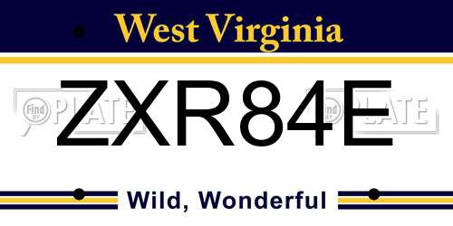 ZXR84E West Virginia License Plate