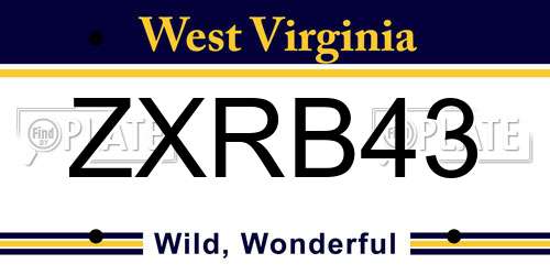 ZXRB43 West Virginia License Plate