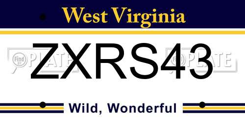 ZXRS43 West Virginia License Plate