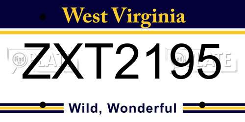 ZXT2195 West Virginia License Plate