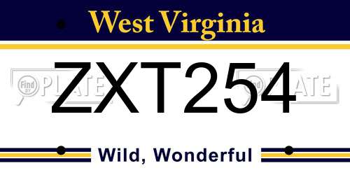 ZXT254 West Virginia License Plate