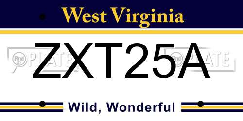 ZXT25A West Virginia License Plate