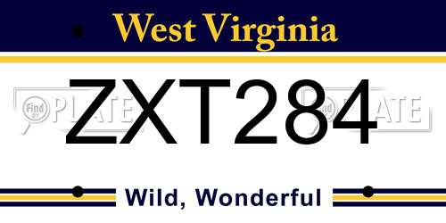 ZXT284 West Virginia License Plate