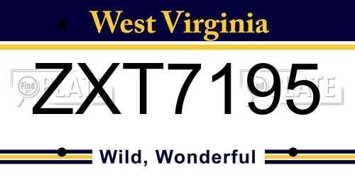 ZXT7195 West Virginia License Plate