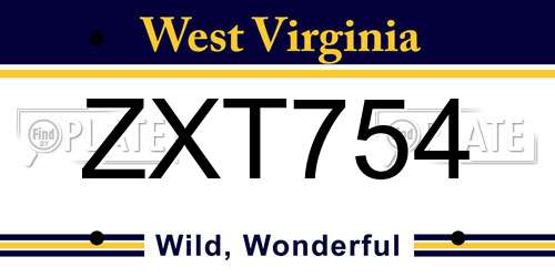 ZXT754 West Virginia License Plate