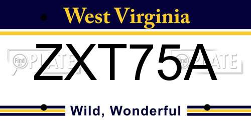 ZXT75A West Virginia License Plate
