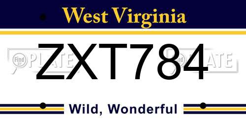 ZXT784 West Virginia License Plate