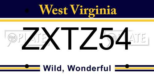 ZXTZ54 West Virginia License Plate