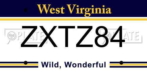 ZXTZ84 West Virginia License Plate