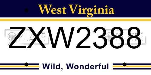 ZXW2388 West Virginia License Plate