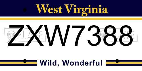 ZXW7388 West Virginia License Plate
