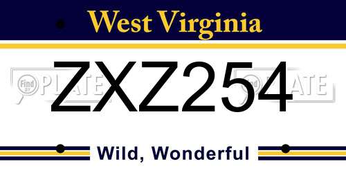 ZXZ254 West Virginia License Plate