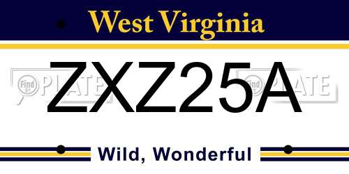 ZXZ25A West Virginia License Plate