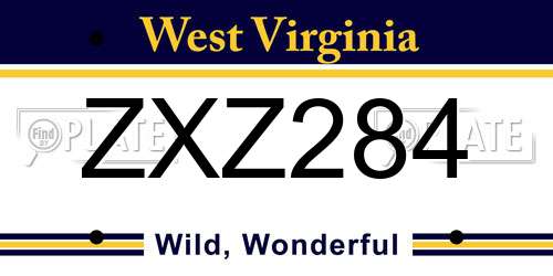 ZXZ284 West Virginia License Plate