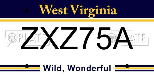 ZXZ75A West Virginia License Plate