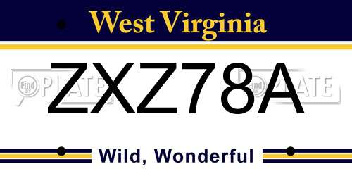 ZXZ78A West Virginia License Plate
