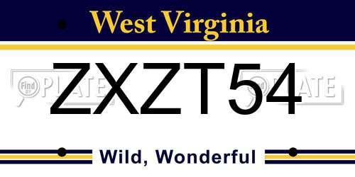 ZXZT54 West Virginia License Plate