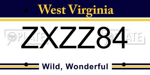 ZXZZ84 West Virginia License Plate