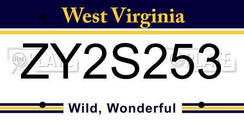ZY2S253 West Virginia License Plate