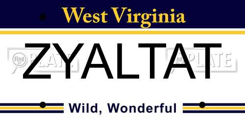 ZYALTAT West Virginia License Plate