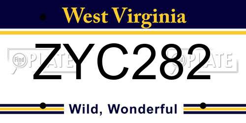 ZYC282 West Virginia License Plate