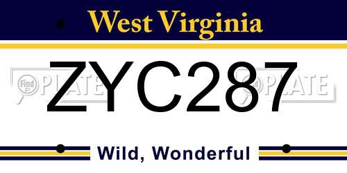 ZYC287 West Virginia License Plate